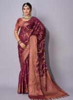 Organza Rose Pink Traditional Wear Zari Work Saree